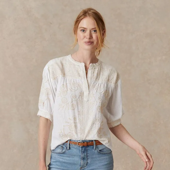 Women Hannani Puff Sleeve Top White Sundance Catalog Tops