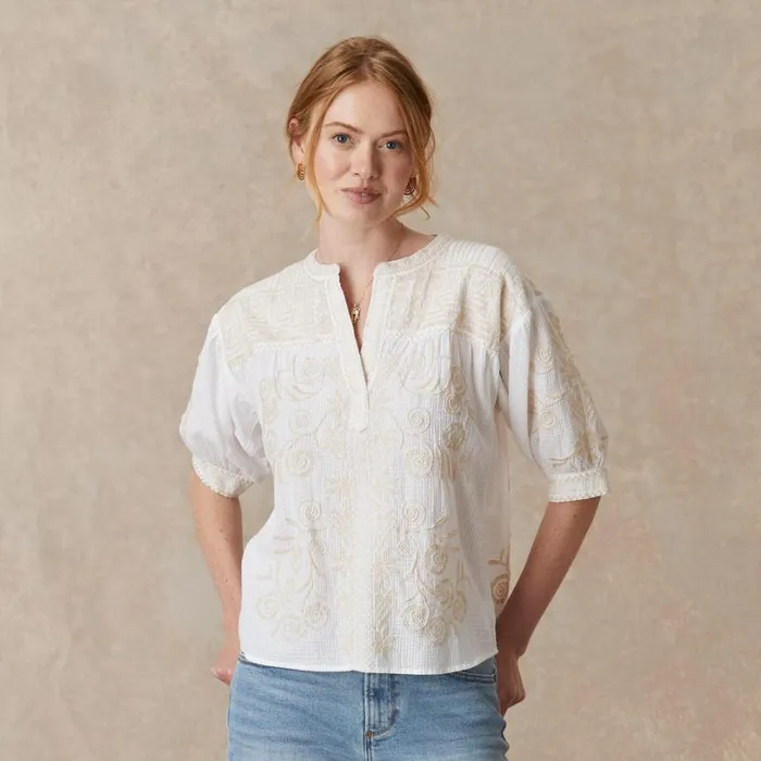 Women Hannani Puff Sleeve Top White Sundance Catalog Tops Women Hannani Puff Sleeve Top White Sundance Catalog Tops