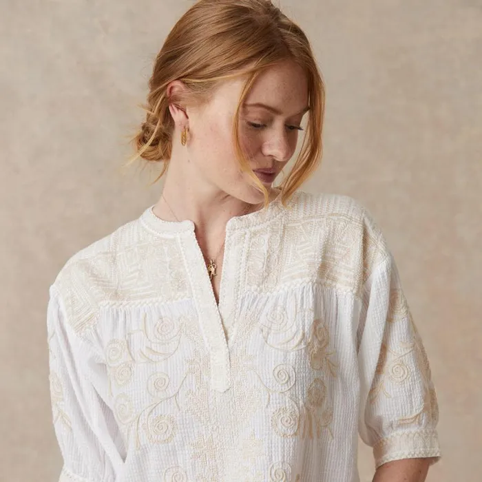 Women Hannani Puff Sleeve Top White Sundance Catalog Tops Women Hannani Puff Sleeve Top White Sundance Catalog Tops