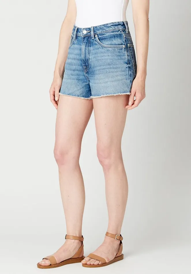 Women High Rise Relaxed Goldie Distressed Blue Shorts Indigo Buffalo David Bitton Shorts and Skirts