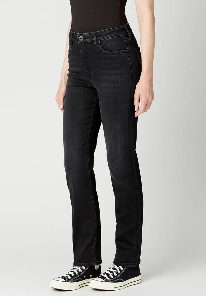 Women High Rise Straight Jayden Faded Black Jeans Carbon Buffalo David Bitton Straight Leg
