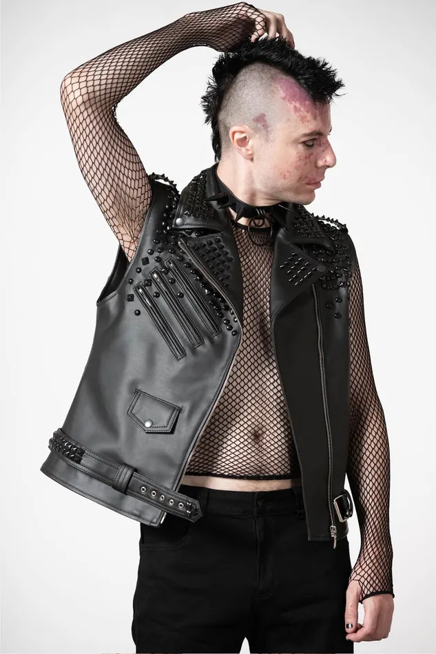 Women Jackets and Coats Killstar Doom Leather Vest FAUX LEATHER
