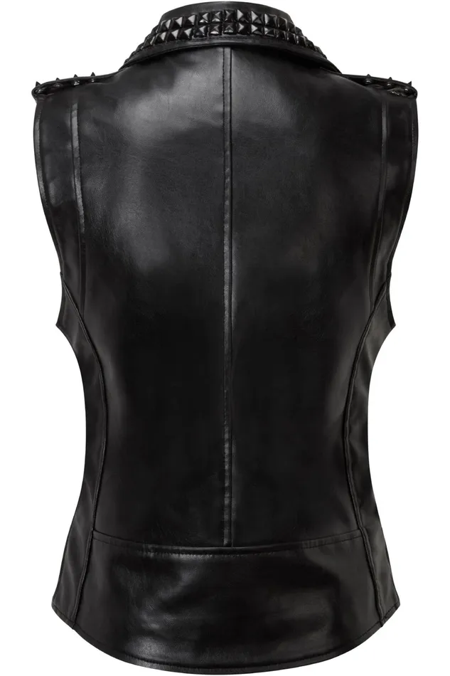 Women Jackets and Coats Killstar Doom Leather Vest FAUX LEATHER