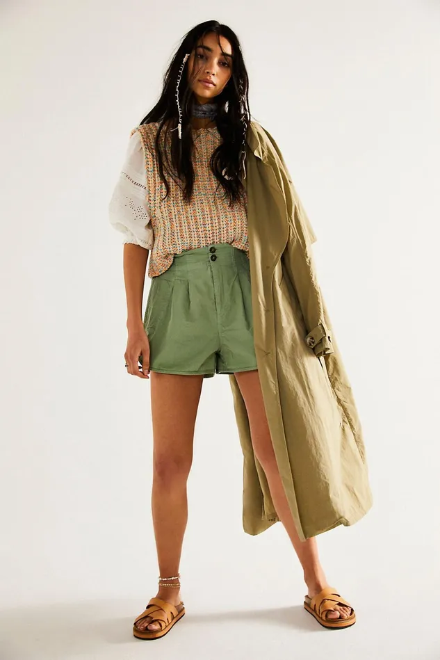 Women Jackets Free People Eastwick Trench Coat Golden Green