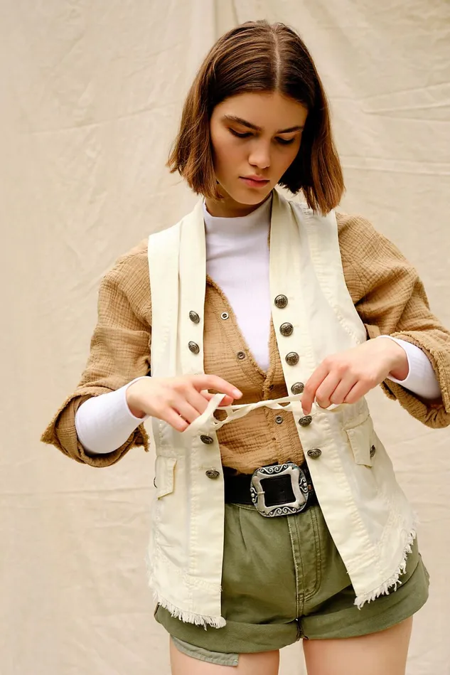 Women Jackets Free People Starstruck Vest Ecru