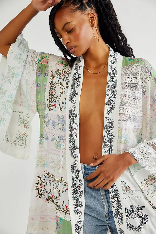 Women Jackets Free People Sweet Pea Robe Ivory