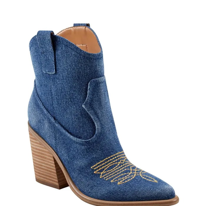 Women Jalella Detailed Western Bootie Denim Marc Fisher Booties