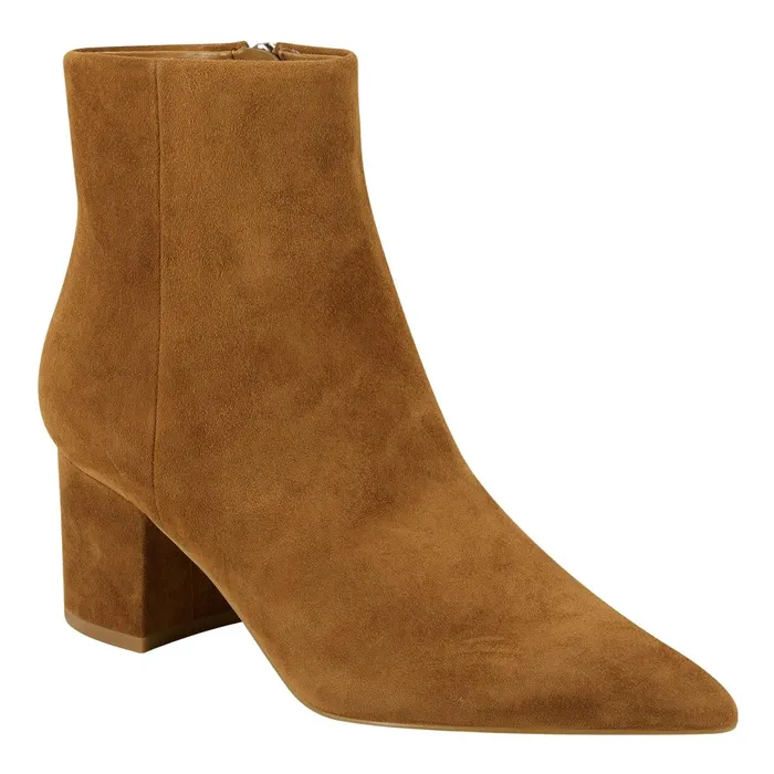 Women Jarli Pointy Ankle Bootie Brown Suede Marc Fisher Boots and Booties