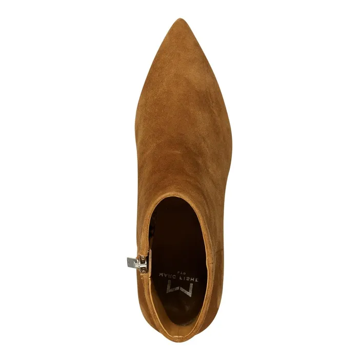 Women Jarli Pointy Ankle Bootie Brown Suede Marc Fisher Boots and Booties