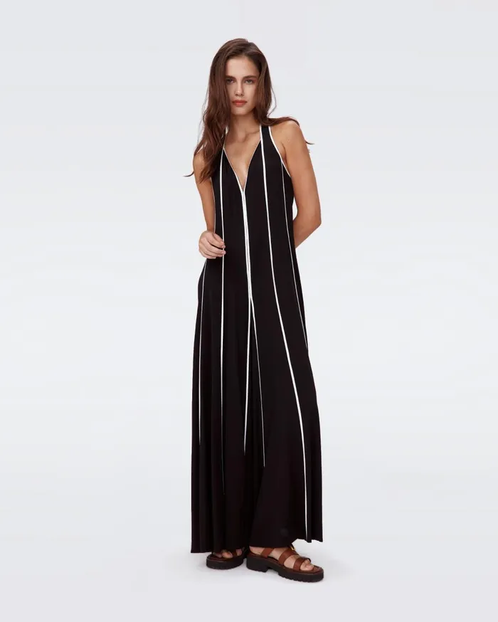 Women Jasper Jumpsuit Black And Ivory DVF Jumpsuits and Rompers