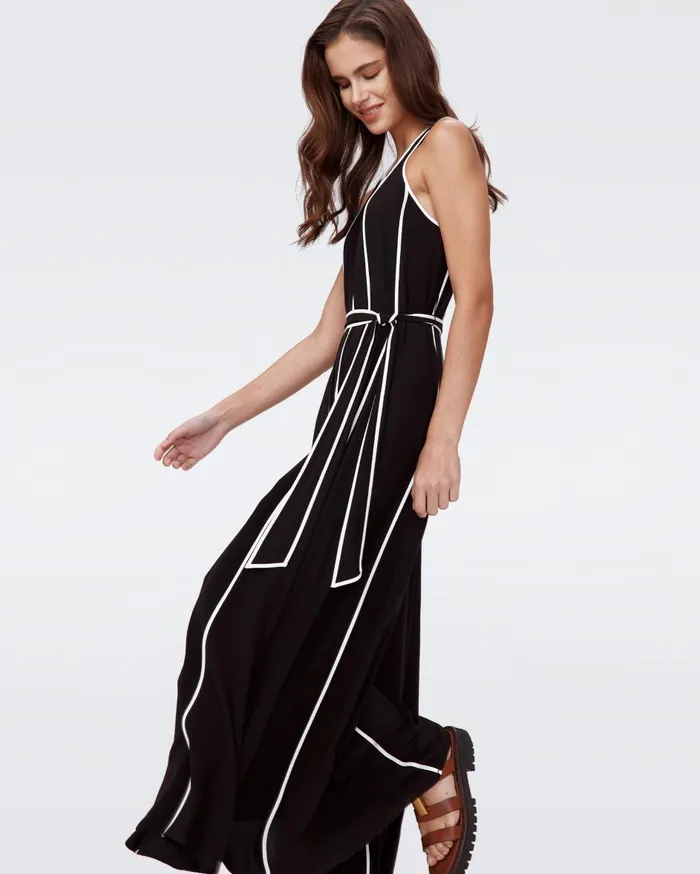 Women Jasper Jumpsuit Black And Ivory DVF Jumpsuits and Rompers
