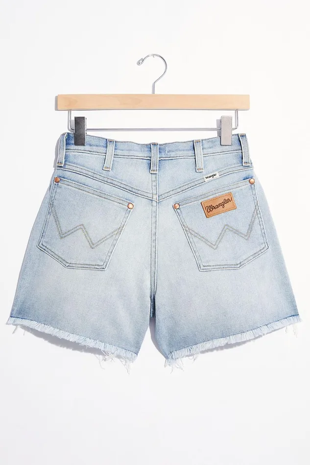 Women Jean Shorts Free People Wrangler A Line Shorts Light Wash