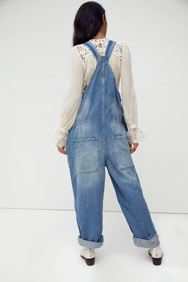 Women Jeans Free People Hunter Denim Overall Century Blue