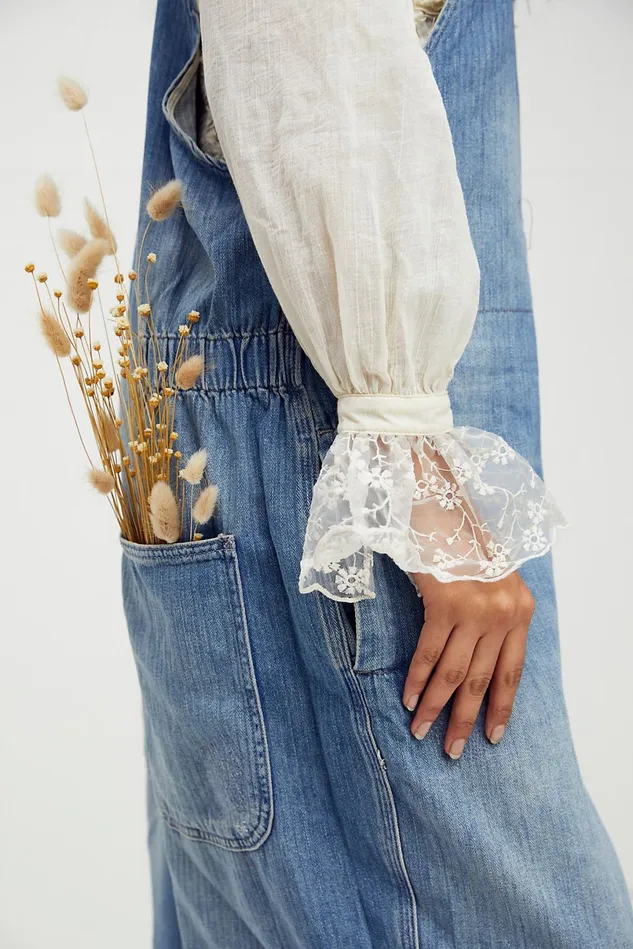 Women Jeans Free People Hunter Denim Overall Century Blue