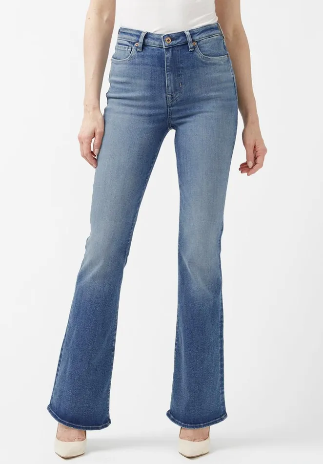 Women Joplin High Rise Flared Womens Jeans Indigo Buffalo David Bitton Flare and Bootcut