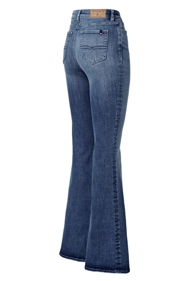 Women Joplin High Rise Flared Womens Jeans Indigo Buffalo David Bitton Flare and Bootcut