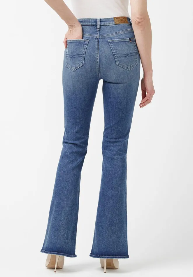 Women Joplin High Rise Flared Womens Jeans Indigo Buffalo David Bitton Flare and Bootcut