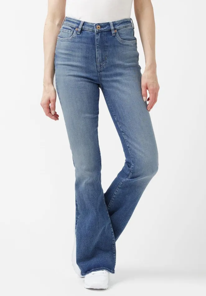 Women Joplin High Rise Flared Womens Jeans Indigo Buffalo David Bitton Flare and Bootcut