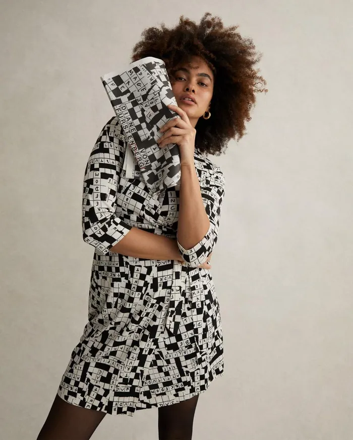 Women Julian Silk Jersey Wrap Dress Tiny Dvf 50th Crossword Ivory DVF Dresses
