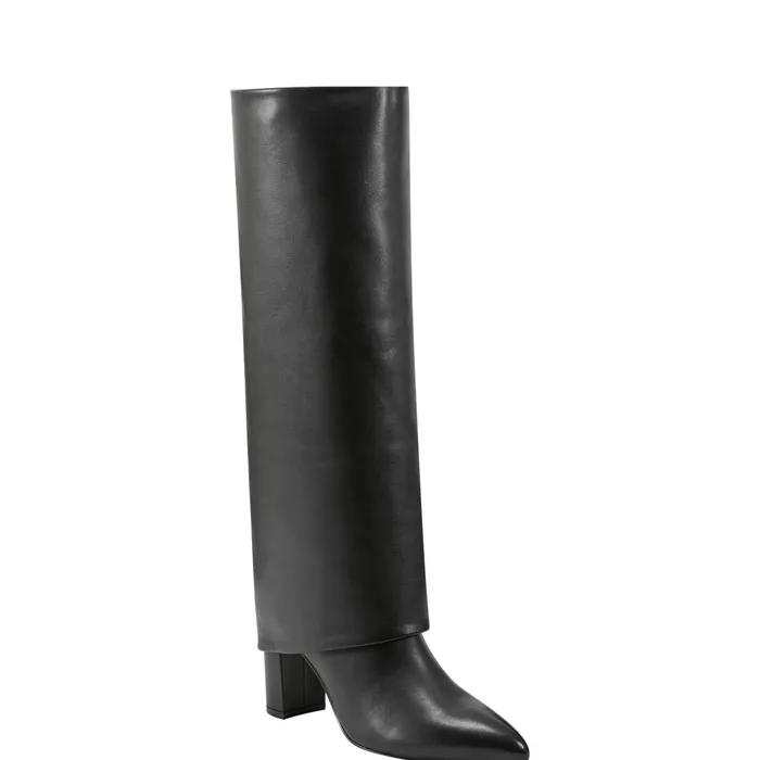 Women Leina Block Heel Pointy Toe Dress Boot Black Marc Fisher Boots