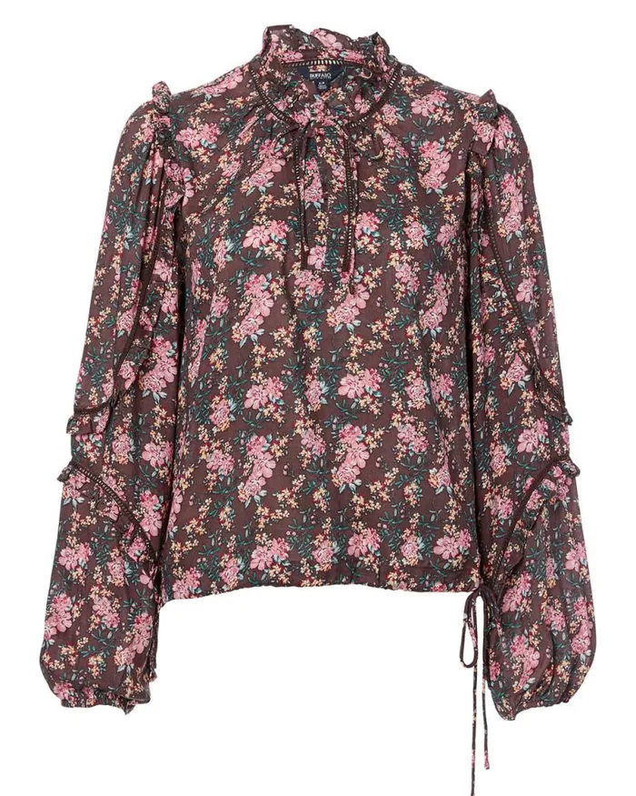 Women Lightweight Adeline TieNeck Blouse Chestnut Buffalo David Bitton Blouses