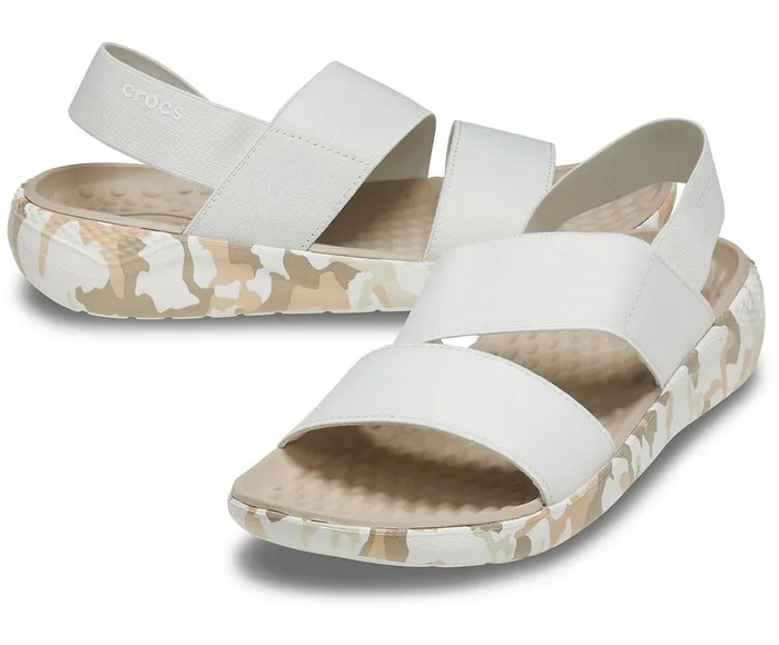 Women LiteRide Printed Camo Stretch Sandal Almost White Crocs Sandals