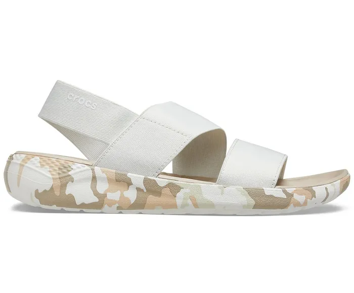 Women LiteRide Printed Camo Stretch Sandal Almost White Crocs Sandals