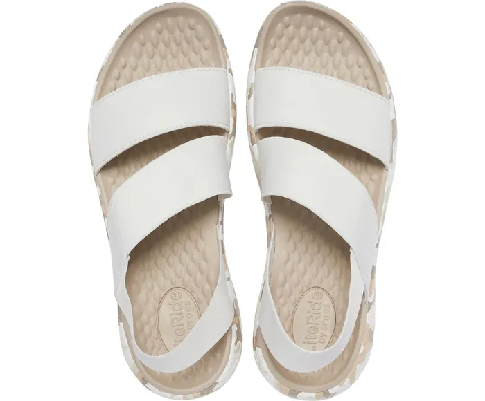 Women LiteRide Printed Camo Stretch Sandal Almost White Crocs Sandals