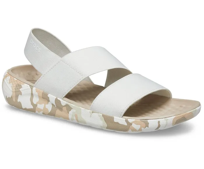 Women LiteRide Printed Camo Stretch Sandal Almost White Crocs Sandals