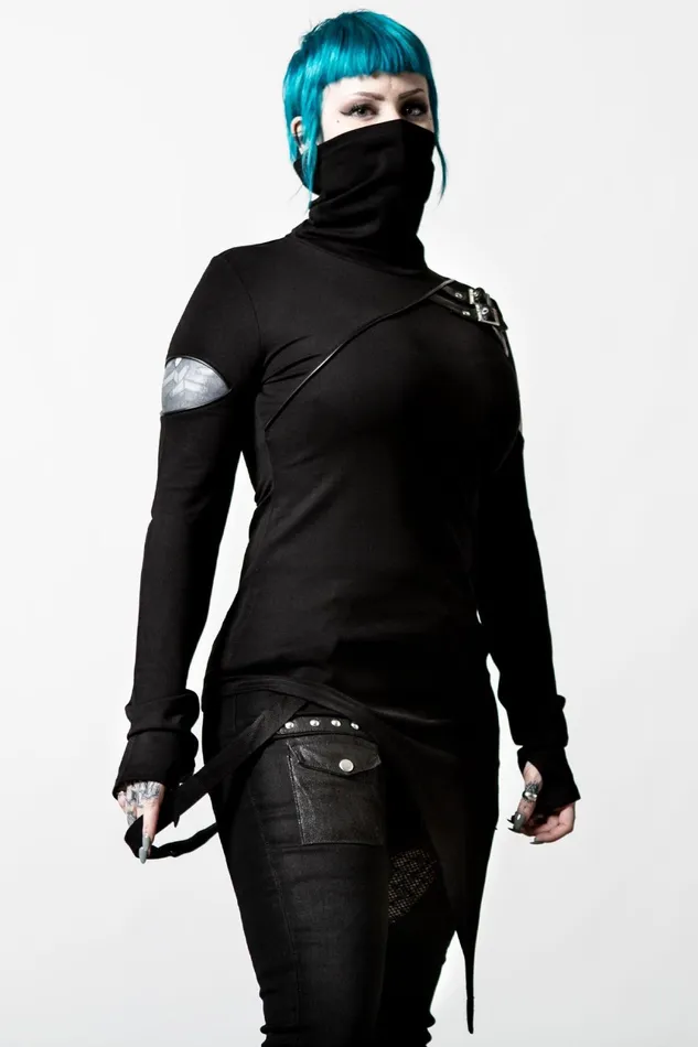 Women Long Sleeves Killstar Arch Angelz Masked Top