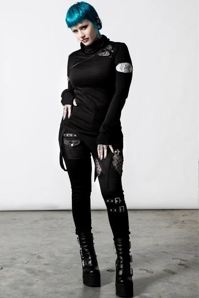 Women Long Sleeves Killstar Arch Angelz Masked Top