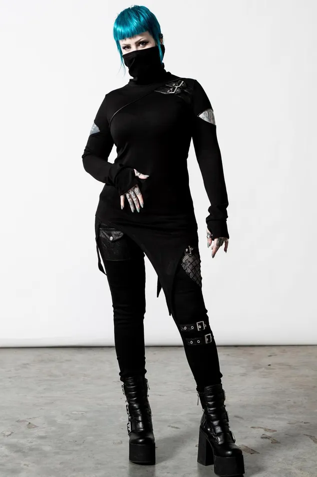 Women Long Sleeves Killstar Arch Angelz Masked Top