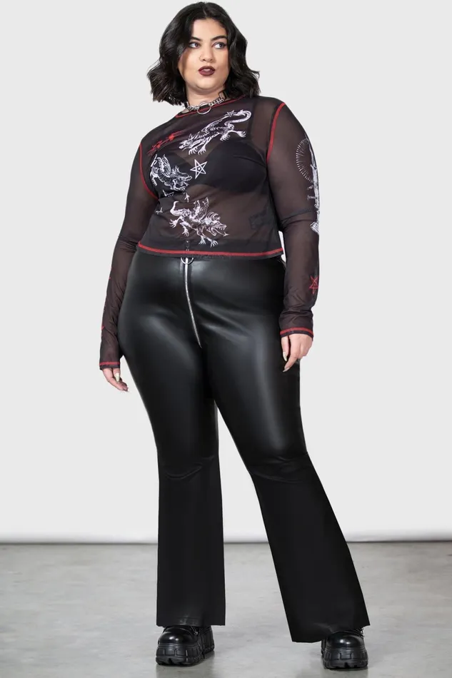 Women Long Sleeves Killstar Devillment Mesh Long Sleeve Top