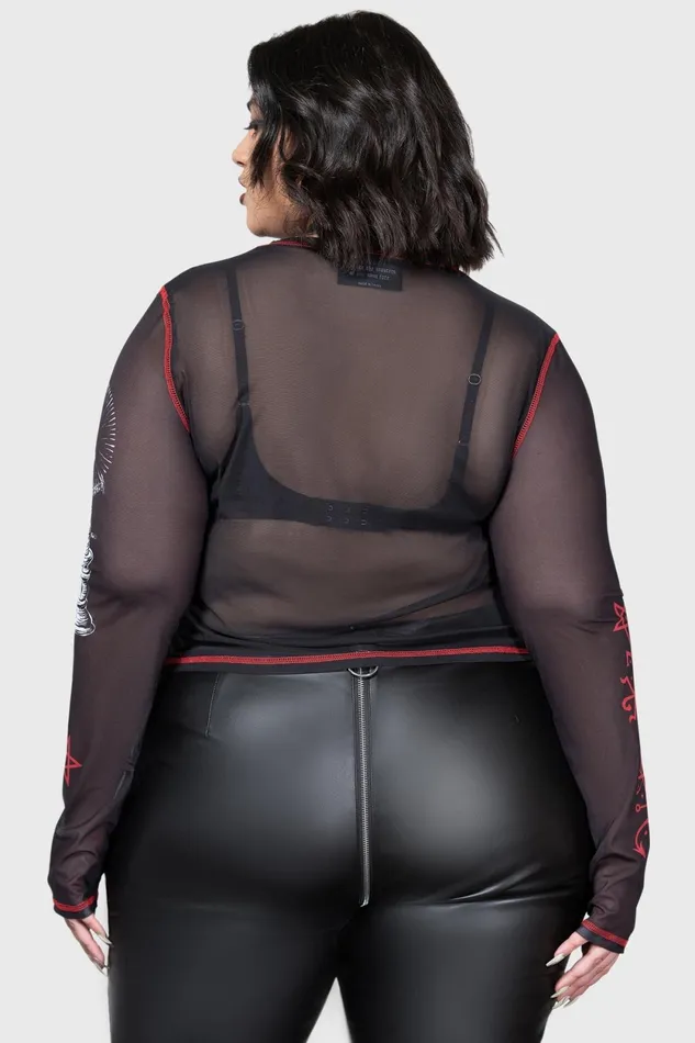 Women Long Sleeves Killstar Devillment Mesh Long Sleeve Top