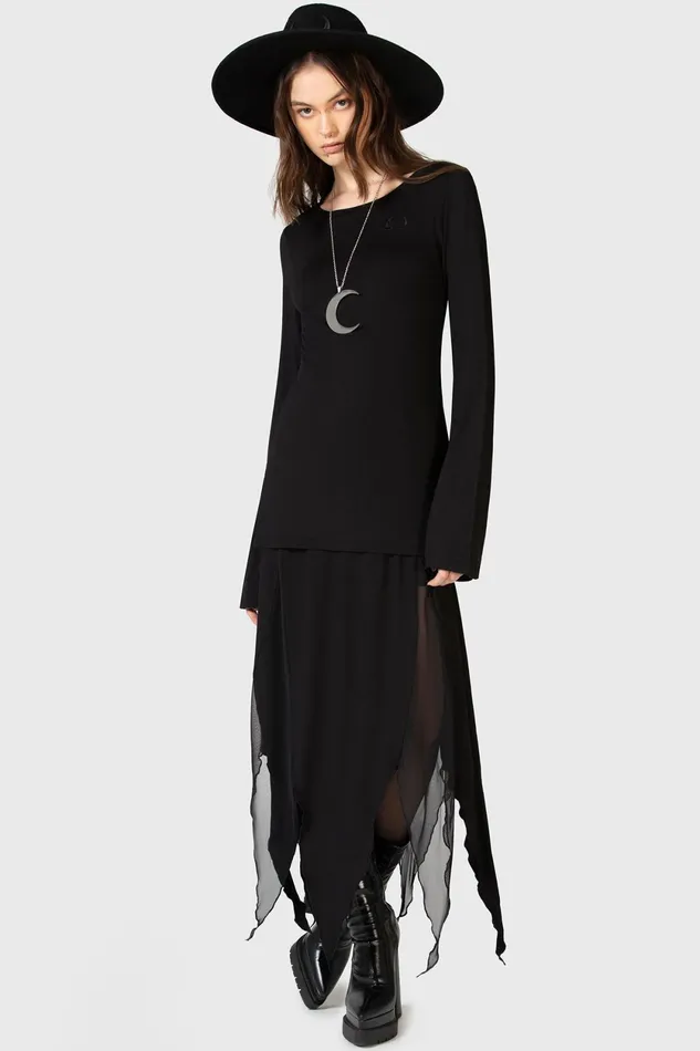 Women Long Sleeves Killstar Echoed Darkness Tunic Top