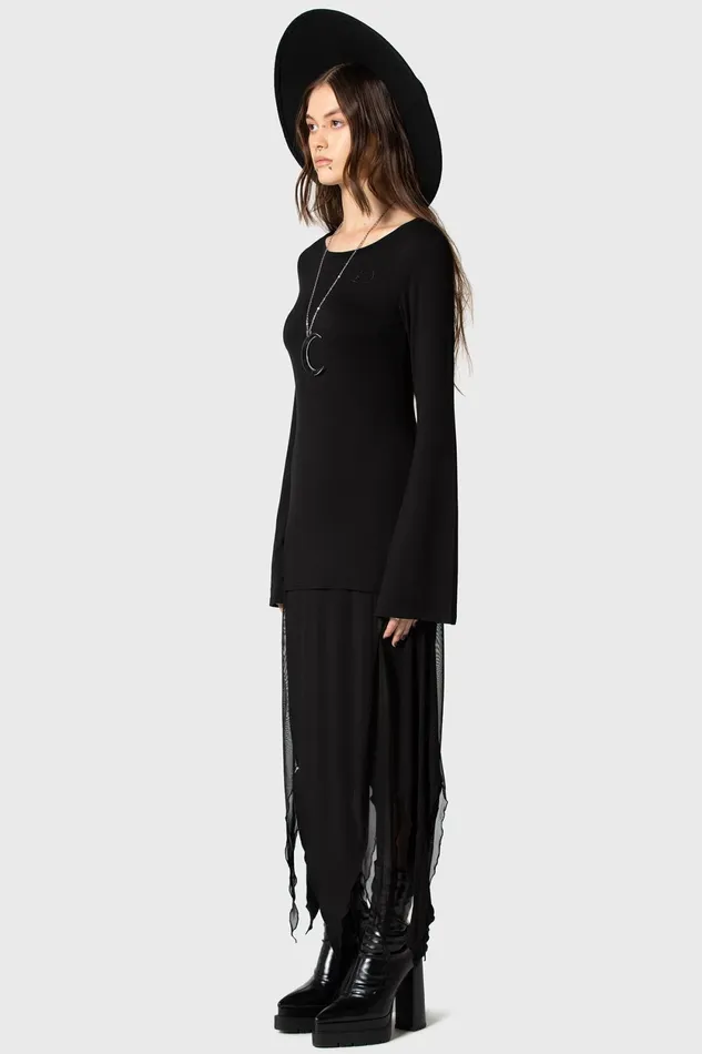 Women Long Sleeves Killstar Echoed Darkness Tunic Top