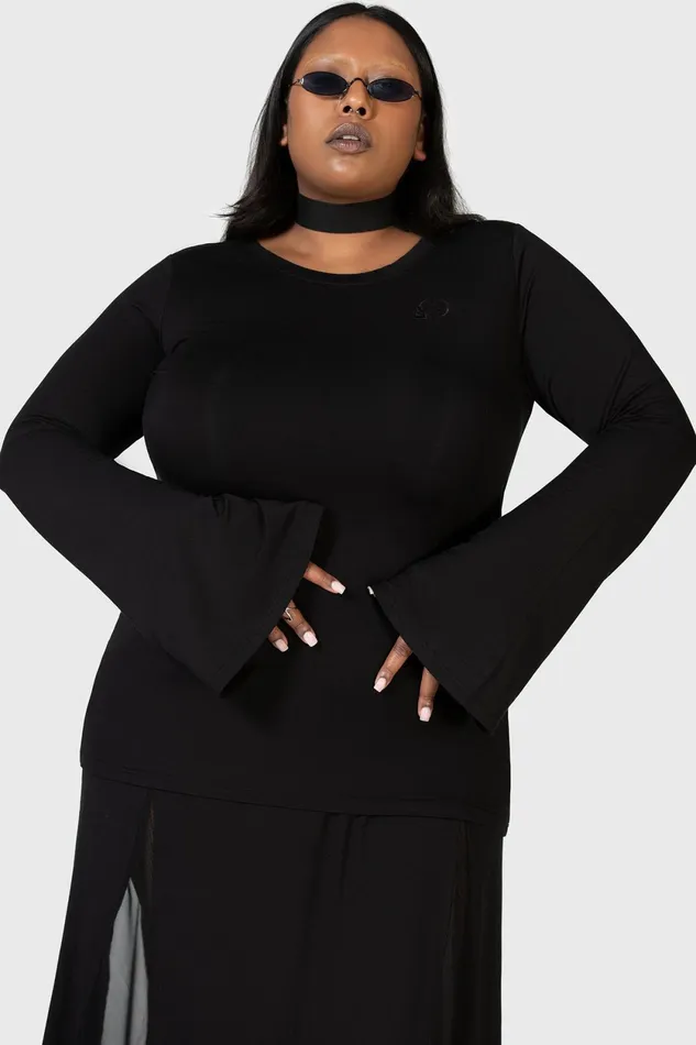 Women Long Sleeves Killstar Echoed Darkness Tunic Top