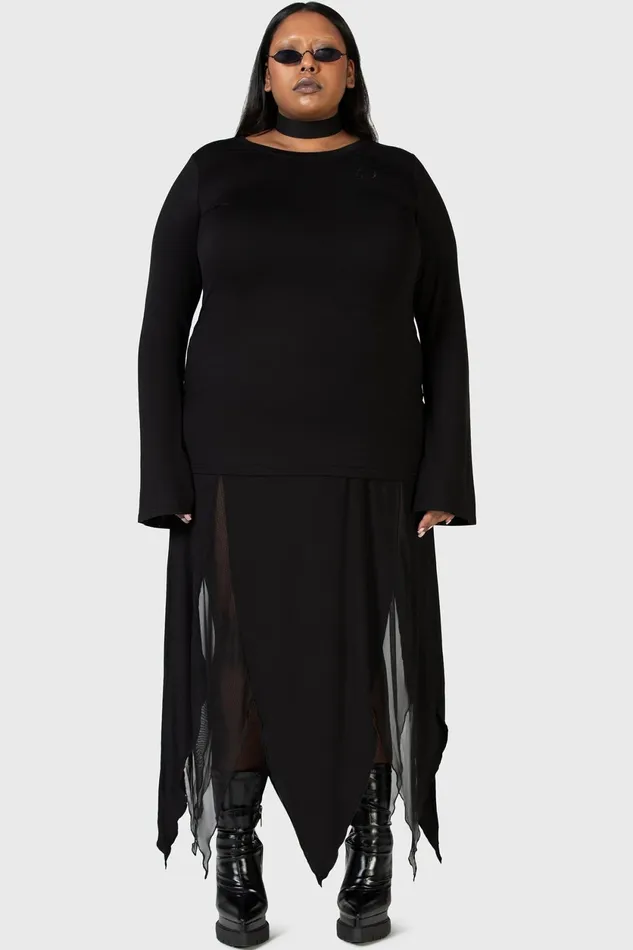 Women Long Sleeves Killstar Echoed Darkness Tunic Top