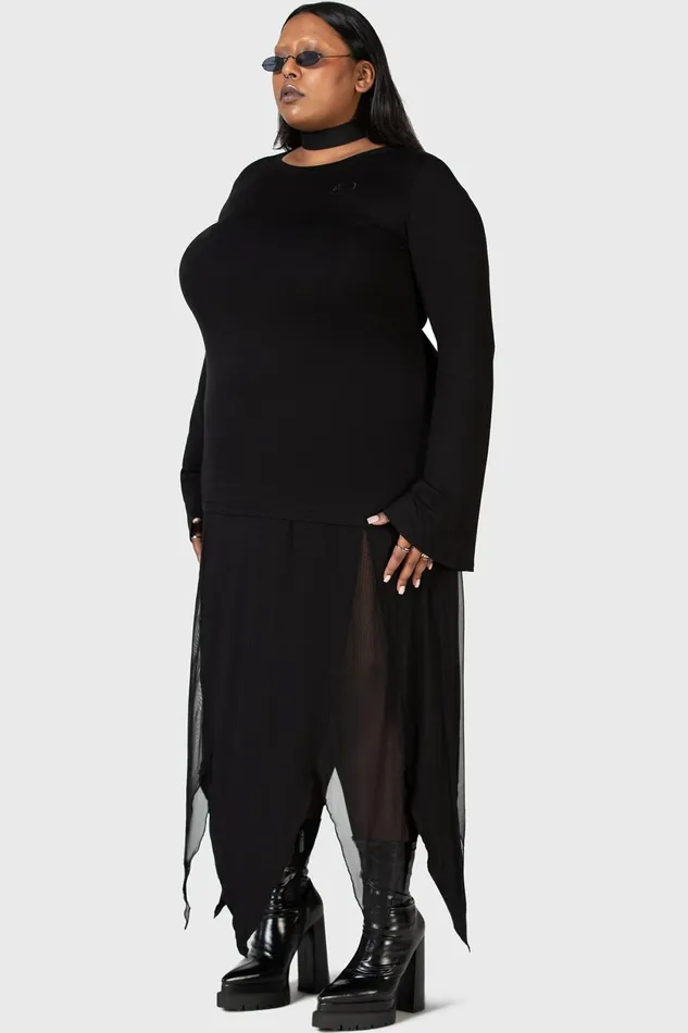 Women Long Sleeves Killstar Echoed Darkness Tunic Top