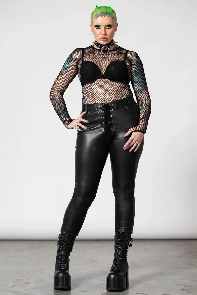 Women Long Sleeves Killstar Hellrazor Fishnet Top B
