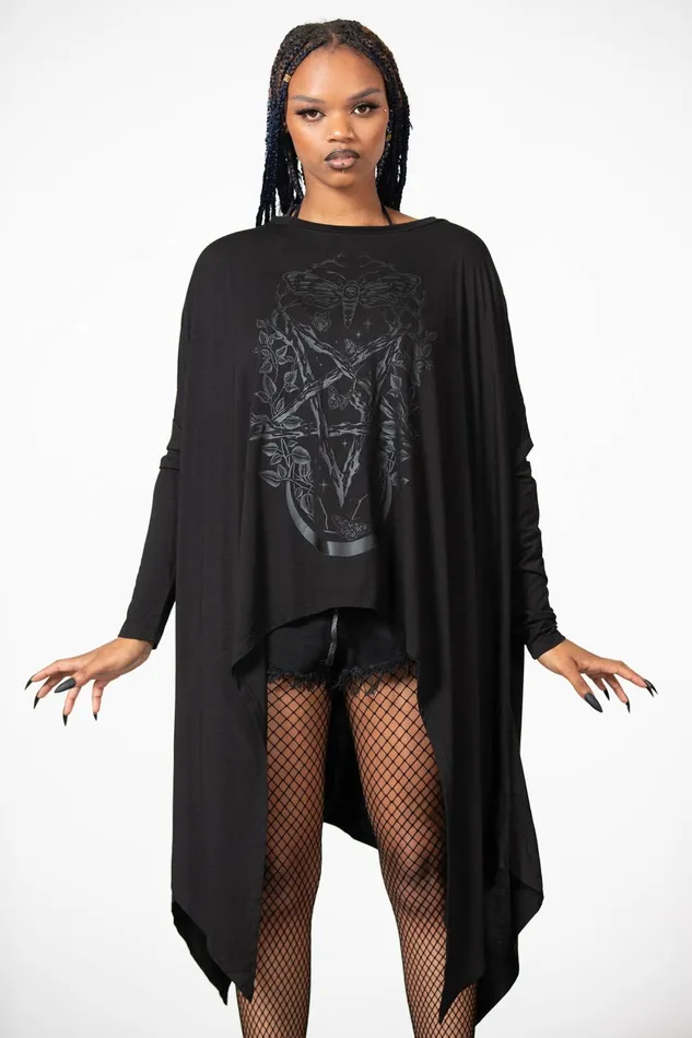 Women Long Sleeves Killstar Lunar Oversized Top