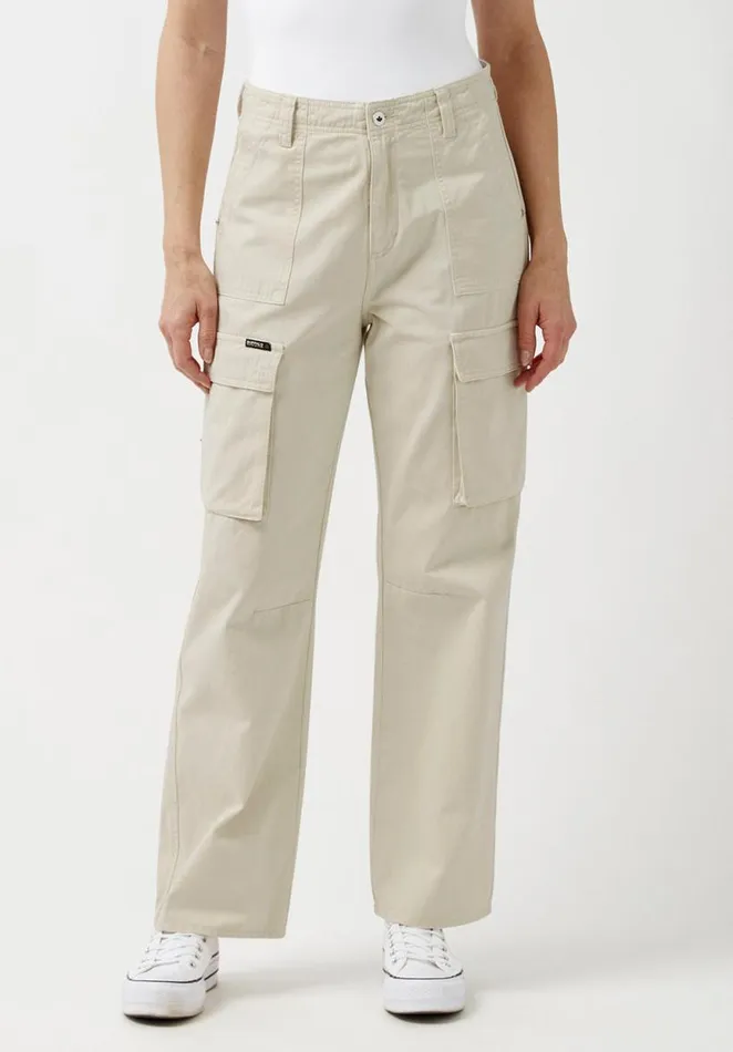 Women Low Rise Straight Gia Beige Cargo Pants Turtledove Buffalo David Bitton Straight Leg