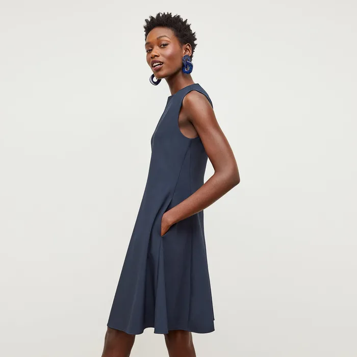 Women M M LaFleur The Malala Dress 8211 Recycled WonderTex Dark Navy Dresses