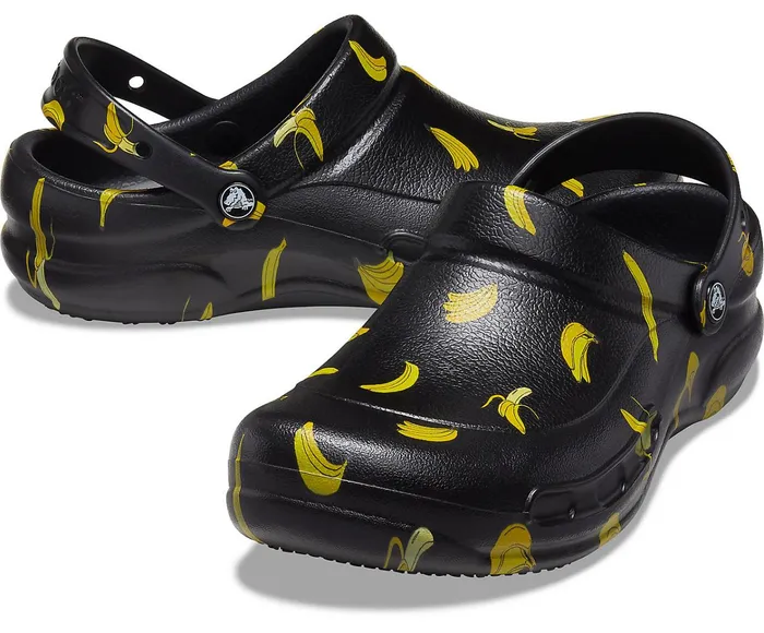 WomenMen Bistro Graphic Clog Black Yellow Crocs Clogs