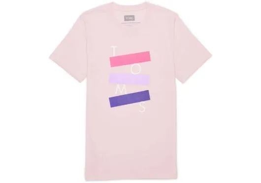 WomenMen TOMS Logo Short Sleeve Crew Tee Pink TOMS Tees