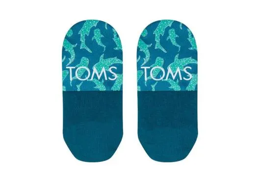 WomenMen Ultimate No Show Socks Starry Whale Sharks Green TOMS Socks