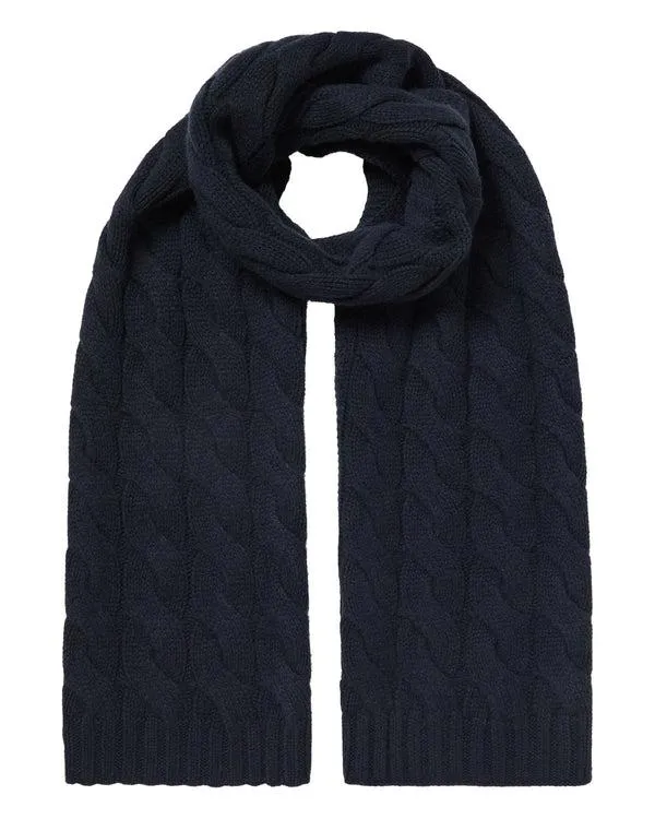 WomenMen Unisex Chunky Cable Cashmere ScarfIn Navy Blue Navy Blue NPeal Cashmere Scarves WomenMen Unisex Chunky Cable Cashmere ScarfIn Navy Blue Navy Blue NPeal Cashmere Scarves