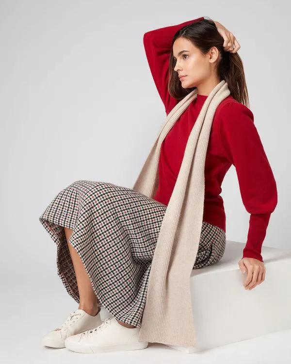 WomenMen Unisex Ribbed Cashmere ScarfIn Heather Beige Brown Heather Beige Brown NPeal Cashmere Scarves