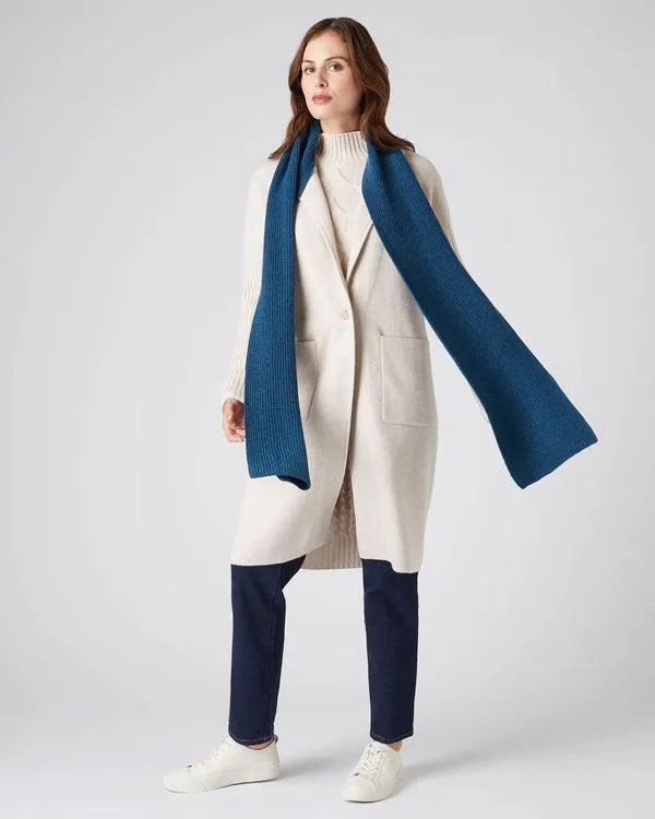 WomenMen Unisex Ribbed Cashmere ScarfIn Lagoon Blue Lagoon Blue NPeal Cashmere Scarves