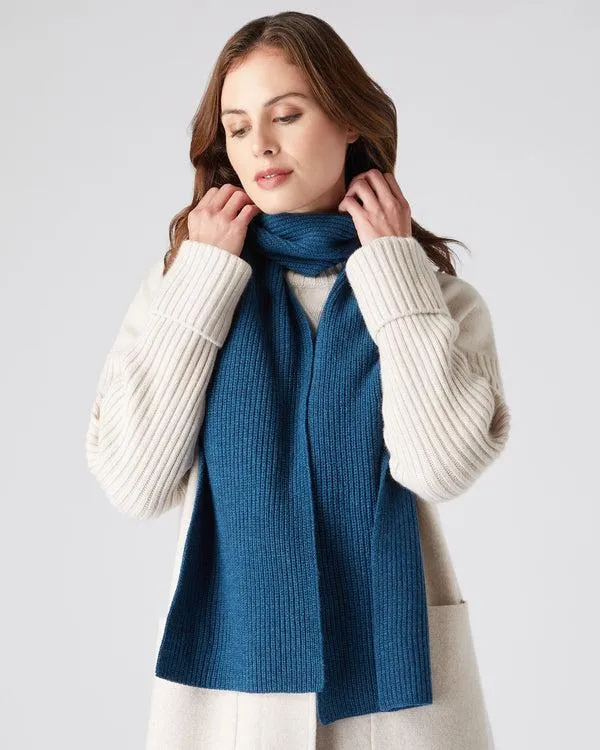 WomenMen Unisex Ribbed Cashmere ScarfIn Lagoon Blue Lagoon Blue NPeal Cashmere Scarves